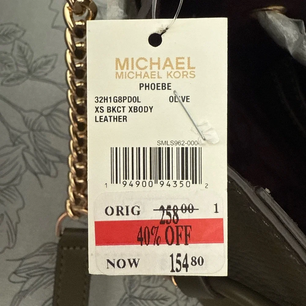 Michael Kors Olive Green Leather Bucket Phoebe Bag NWT - Picture 7 of 7